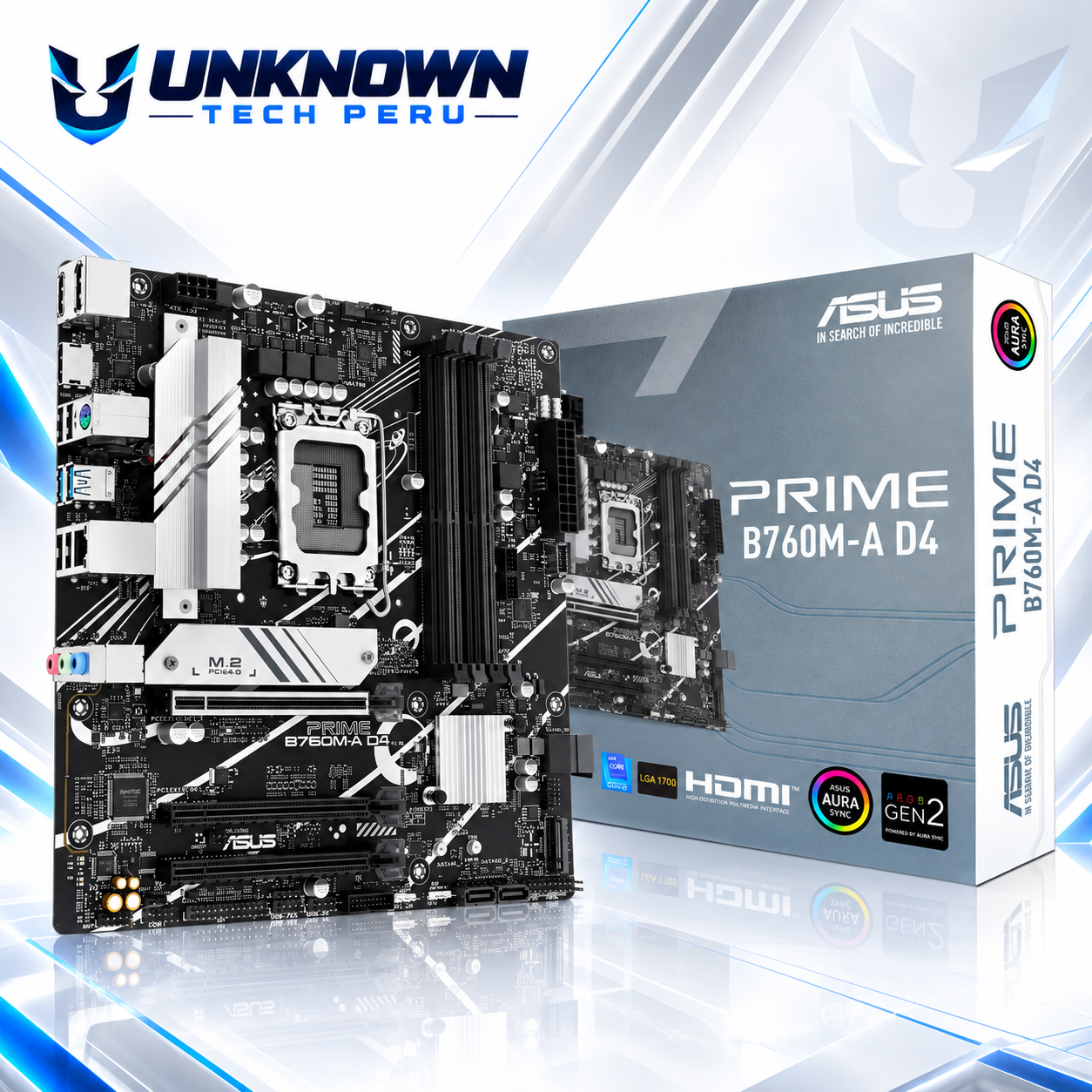 MOTHERBOARD INTEL ASUS PRIME B760M-A D4 ( PRIME B760M-A D4 ) | DDR4 | 4 SLOT RAM - 128GB MAX / 5333MHZ | MICRO ATX | 2 SLOT M.2 | LGA 1700