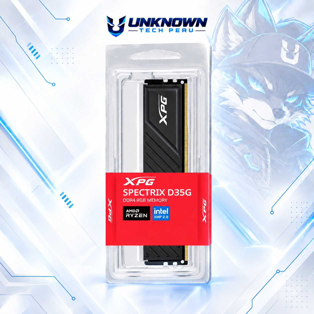 MEMORIA RAM DRR4 PARA PC ADATA XPG SPECTRIX D35G 16GB/3200MHz ( AX4U320016G16A-SBKD35G ) | BLACK | DDR4 | U-DIMM | CL 16 | 1.35v | LED-RGB