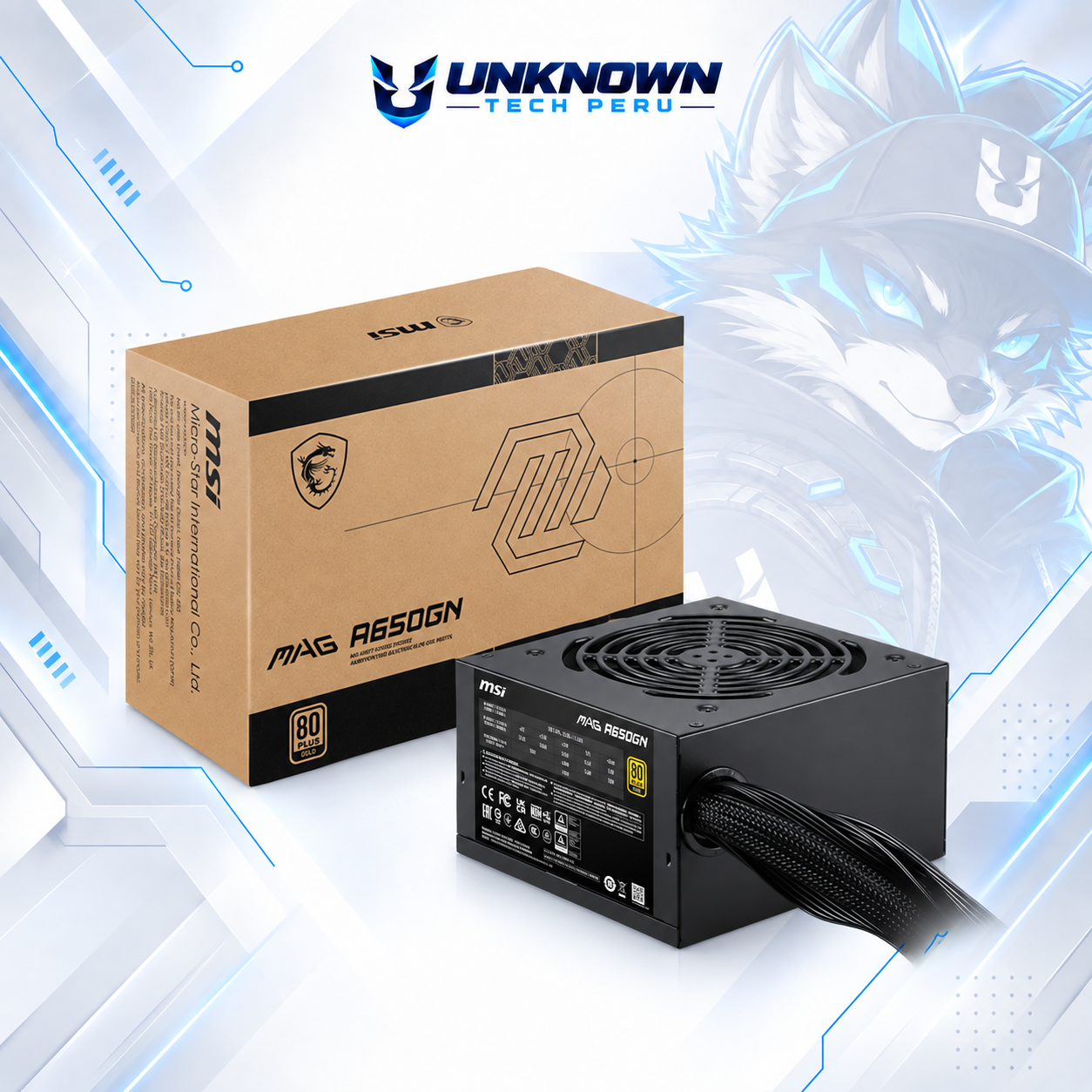 FUENTE DE PODER 650W | MSI MAG A650GN II ( MAG-A650GNII ) | BLACK | 80 PLUS GOLD | ATX 3.1 | NO MODULAR |