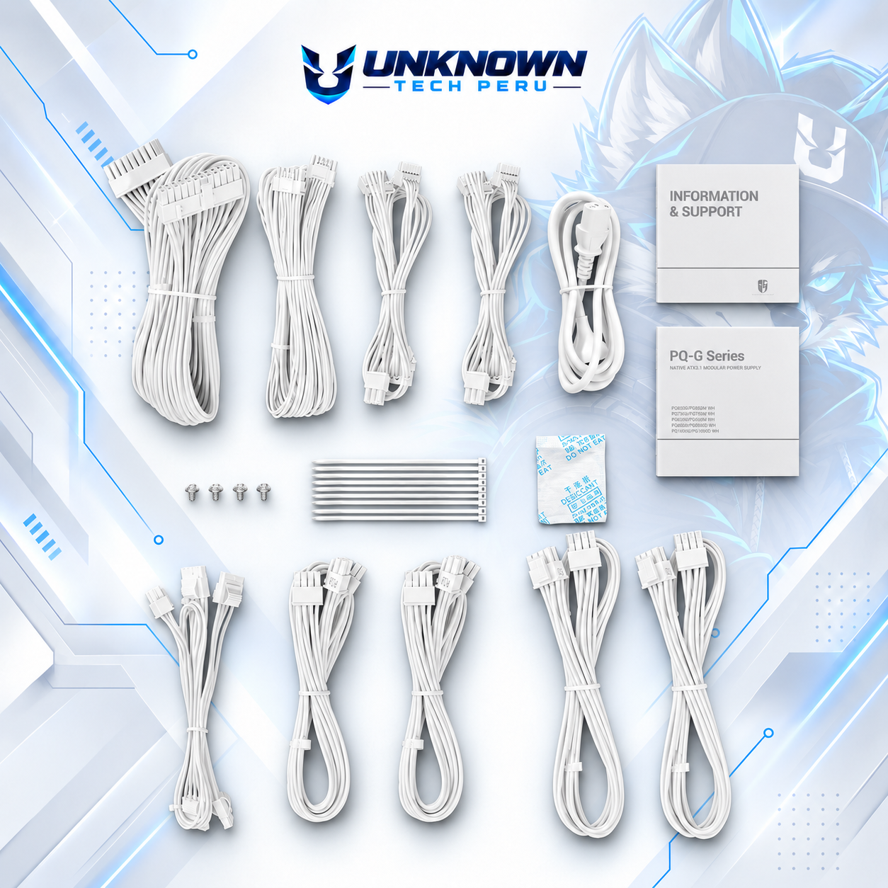 FUENTE DE PODER 850W | DEEPCOOL PQ850G WH ( R-PQ850G-FD1W-JGUS-V1 ) | WHITE | 80 PLUS GOLD | ATX 3.1 | PCIe 5.1 | FULL MODULAR | #9