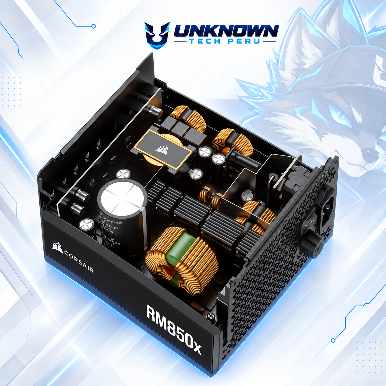 FUENTE DE PODER 850W | CORSAIR RM850X ( CP-9020270-NA ) | BLACK | 80 PLUS GOLD | ATX 3.1 | PCIe 5.1 | FULL MODULAR | #8