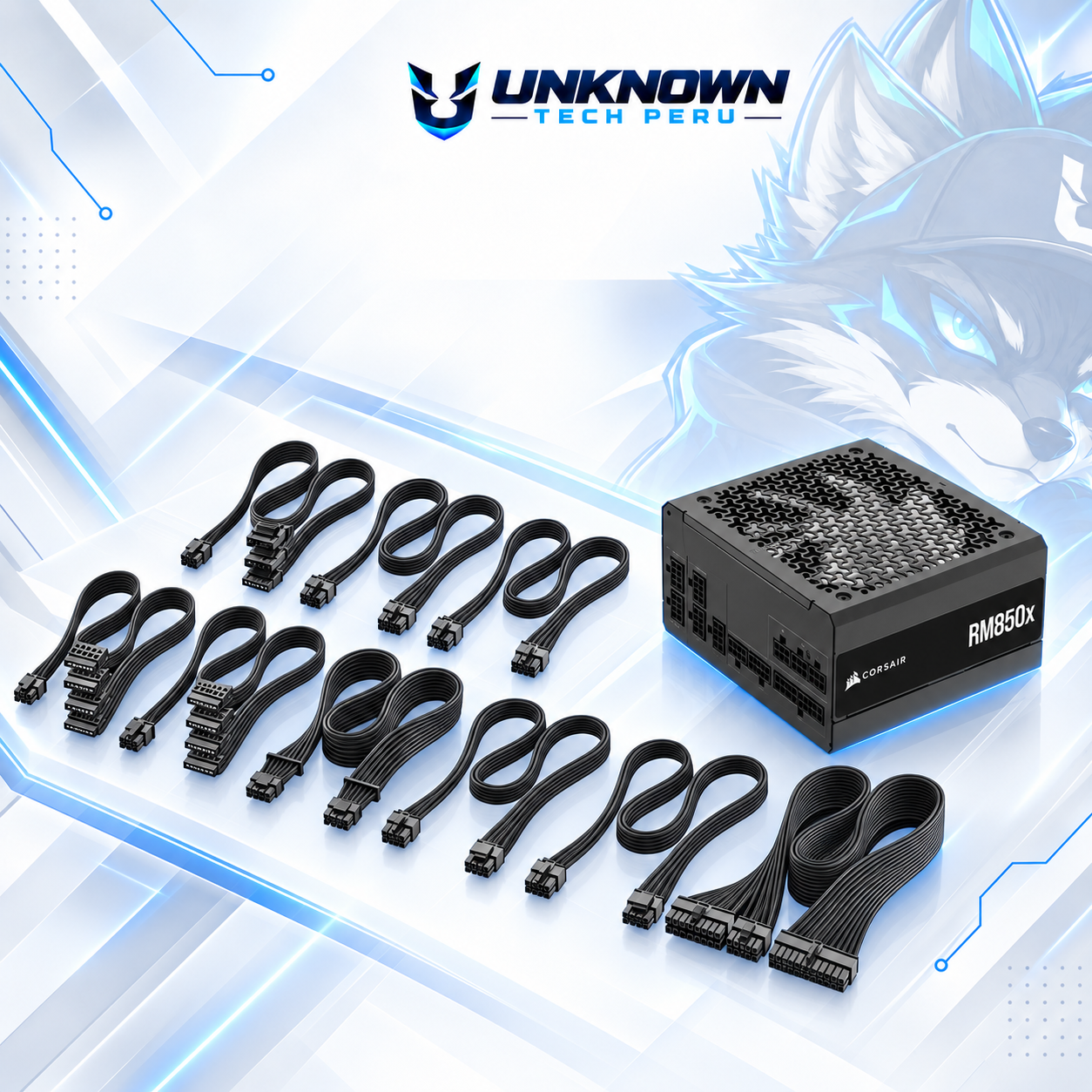 FUENTE DE PODER 850W | CORSAIR RM850X ( CP-9020270-NA ) | BLACK | 80 PLUS GOLD | ATX 3.1 | PCIe 5.1 | FULL MODULAR | #7