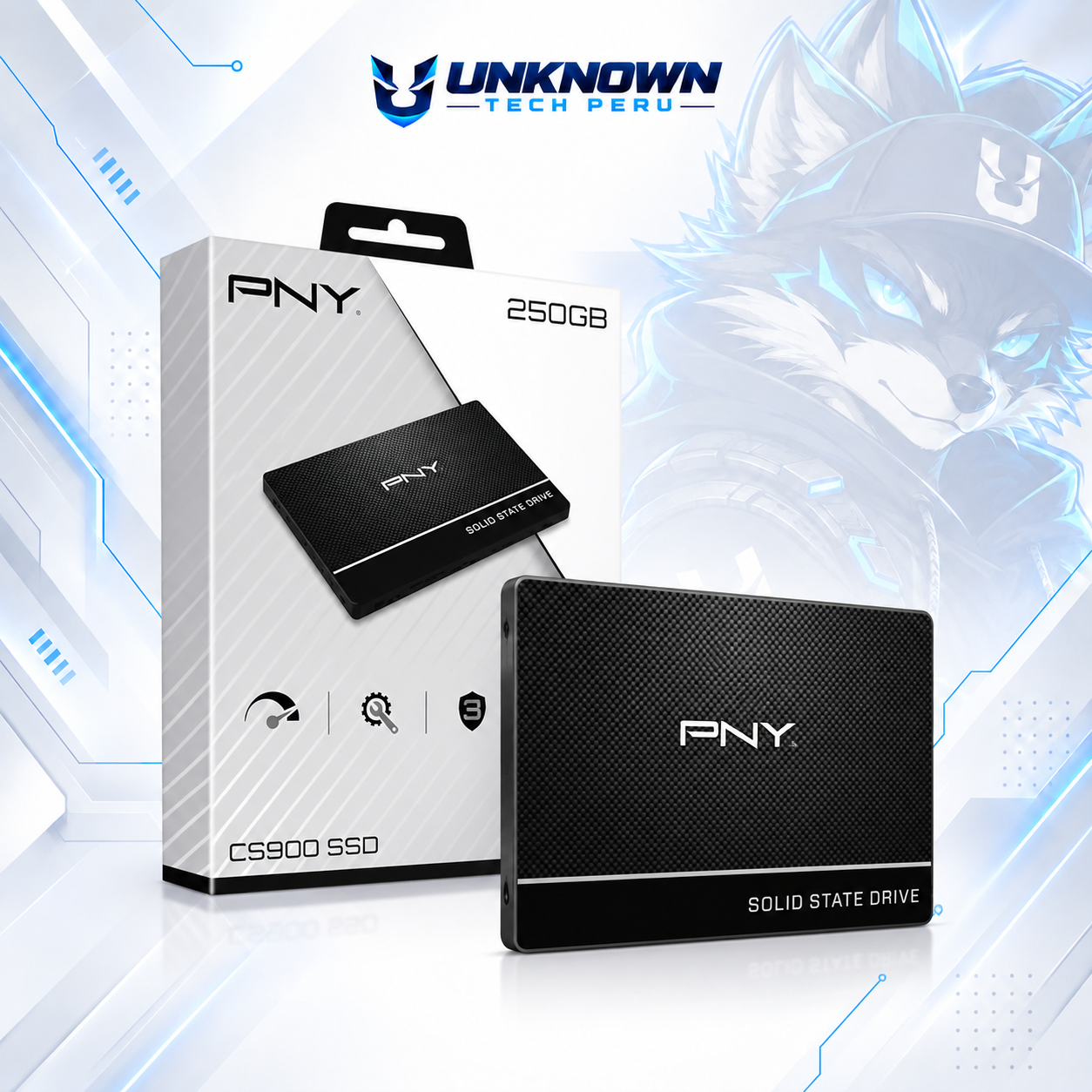 DISCO SOLIDO SATA 2.5" PNY CS900 250GB ( SSD7CS900-250-RB ) | LECTURA 560 MB/s | ESCRITURA 540 MB/s |