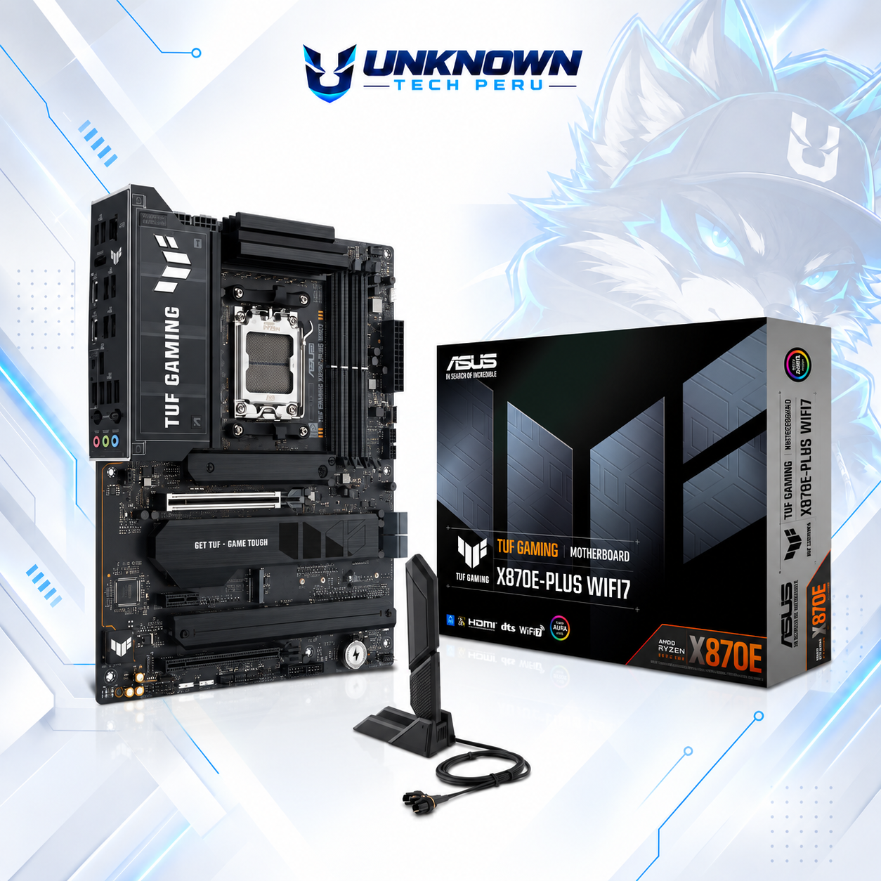 MOTHERBOARD AMD ASUS TUF GAMING X870E-PLUS WIFI ( 90MB1M70-MVAAY0 ) | RYZEN 7 / 8 / 9 SERIES | DDR5 | 4 SLOT RAM - 256GB MAX / 8000MHZ+ (OC) | 4 SLOT M.2 | WIFI 7 | ATX | PCIe 5.0 x16 | SOCKET AM5