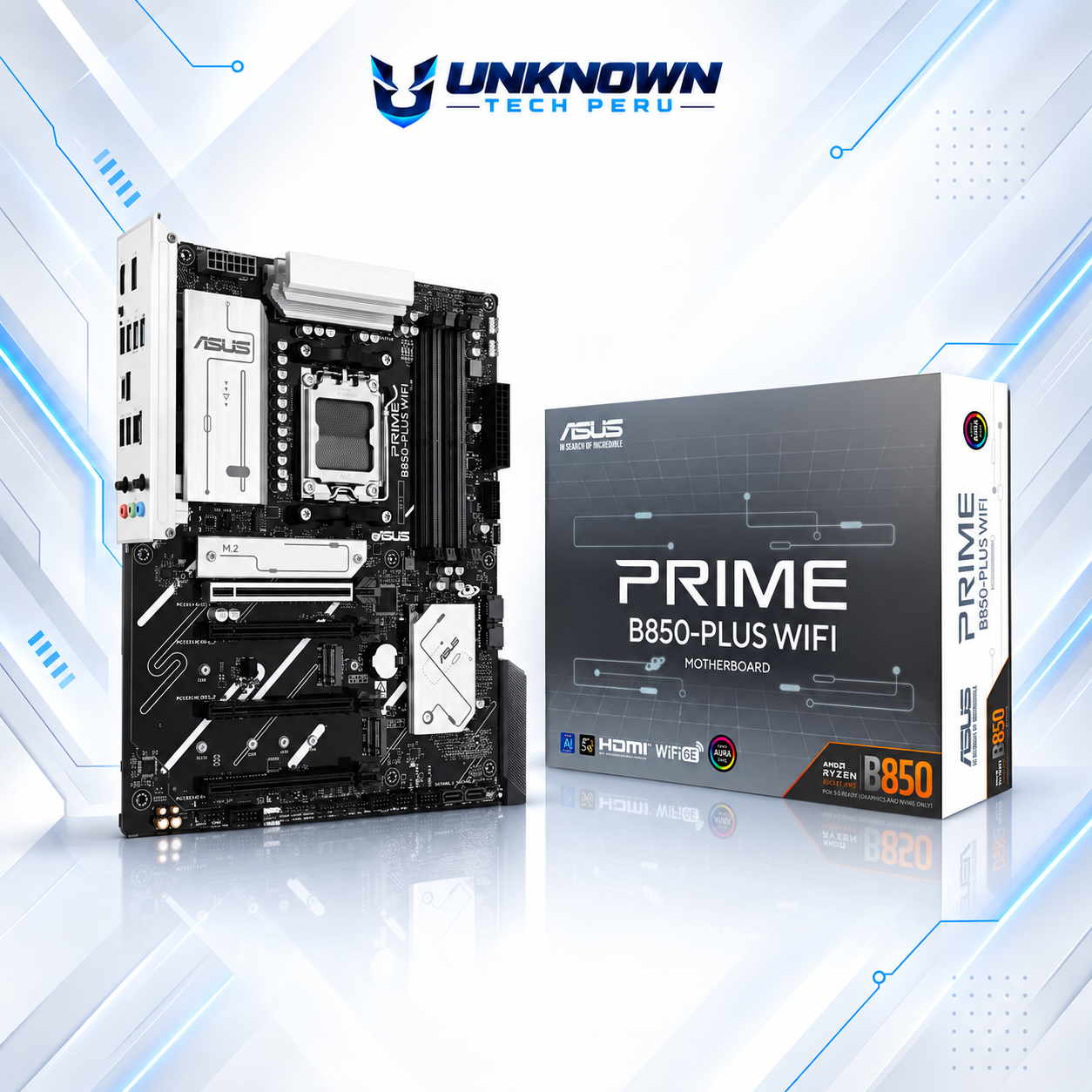 MOTHERBOARD AMD ASUS PRIME B850-PLUS WIFI ( 90MB1L80-MVAAY0 ) | RYZEN 7 / 8 / 9 SERIES | WIFI 6E | DDR5 | 4 SLOT RAM - 256GB MAX / 8000MHZ+ (OC) | 3 SLOT M.2 | ATX | PCIe 5.0 x16 | SOCKET AM5