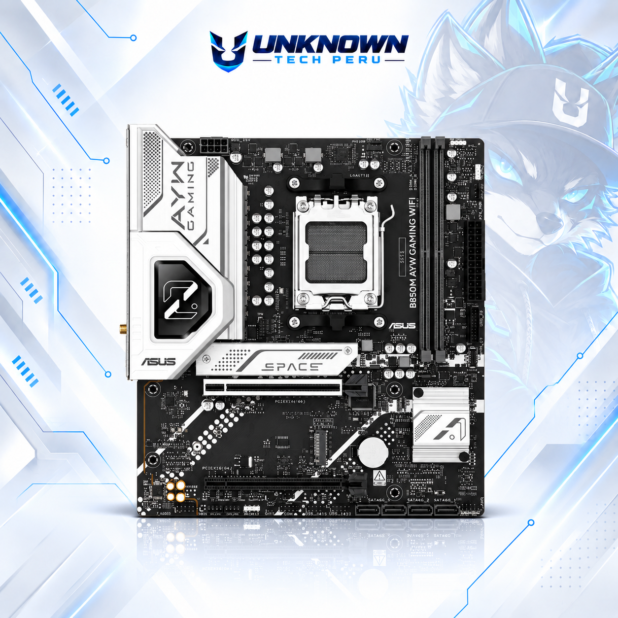 MOTHERBOARD AMD ASUS B850M AYW GAMING WIFI ( B850M AYW GAMING WIFI ) | RYZEN 7 / 8 / 9 SERIES | DDR5 | 2 SLOT RAM - 128GB MAX / 8200MHZ+ (OC) | 2 SLOT M.2 | MICRO ATX | PCIe 5.0 x16 | SOCKET AM5