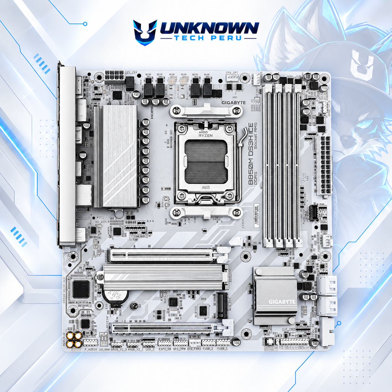 MOTHERBOARD AMD GIGABYTE B850M DS3H ICE ( B850M DS3H ICE ) | RYZEN 7 / 8 / 9 SERIES | DDR5 | 4 SLOT RAM - 256GB MAX / 8200MHZ+ (OC) | 2 SLOT M.2 | MICRO ATX | PCIe 5.0 x16 | SOCKET AM5 #3
