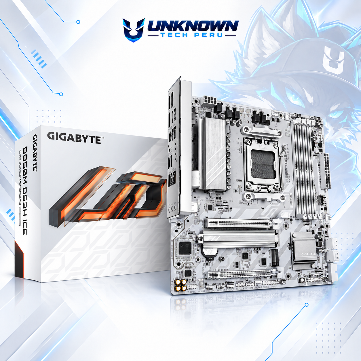 MOTHERBOARD AMD GIGABYTE B850M DS3H ICE ( B850M DS3H ICE ) | RYZEN 7 / 8 / 9 SERIES | DDR5 | 4 SLOT RAM - 256GB MAX / 8200MHZ+ (OC) | 2 SLOT M.2 | MICRO ATX | PCIe 5.0 x16 | SOCKET AM5