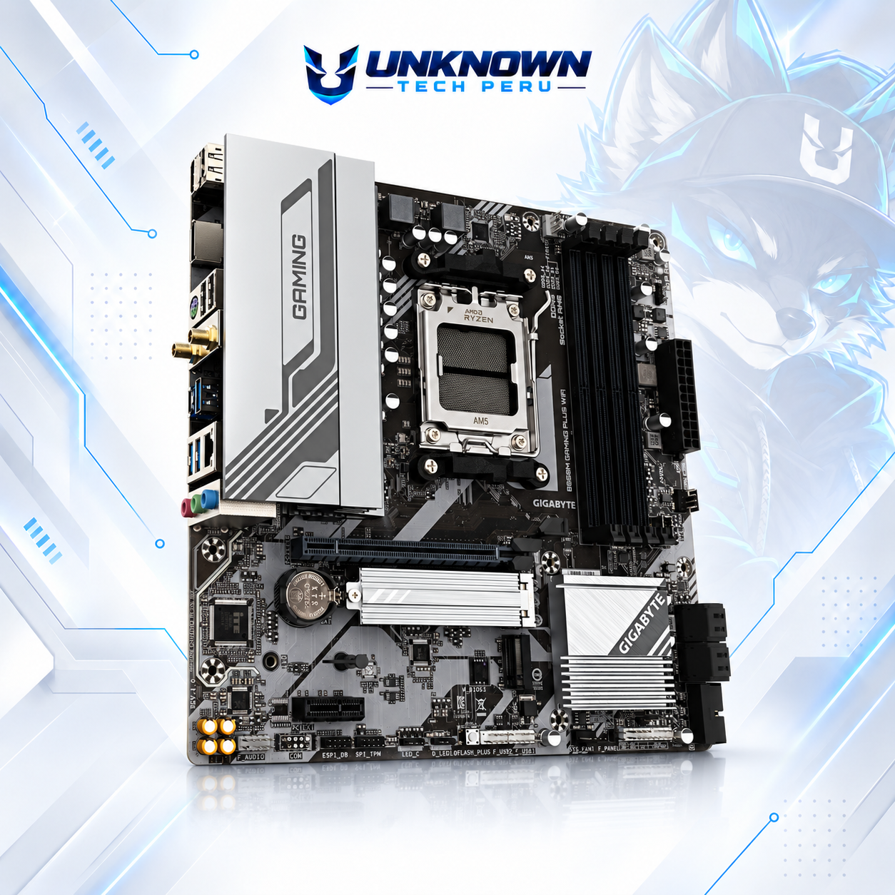 MOTHERBOARD AMD GIGABYTE B650M GAMING PLUS WIFI ( B650M GAMING PLUS WIFI ) | RYZEN 7 / 8 / 9 SERIES | WIFI | DDR5 | 4 SLOT RAM - 256GB MAX / 8000MHZ+ (OC) | 2 SLOT M.2 PCIe 4.0 | MICRO ATX | PCIe 4.0 x16 | SOCKET AM5 #4