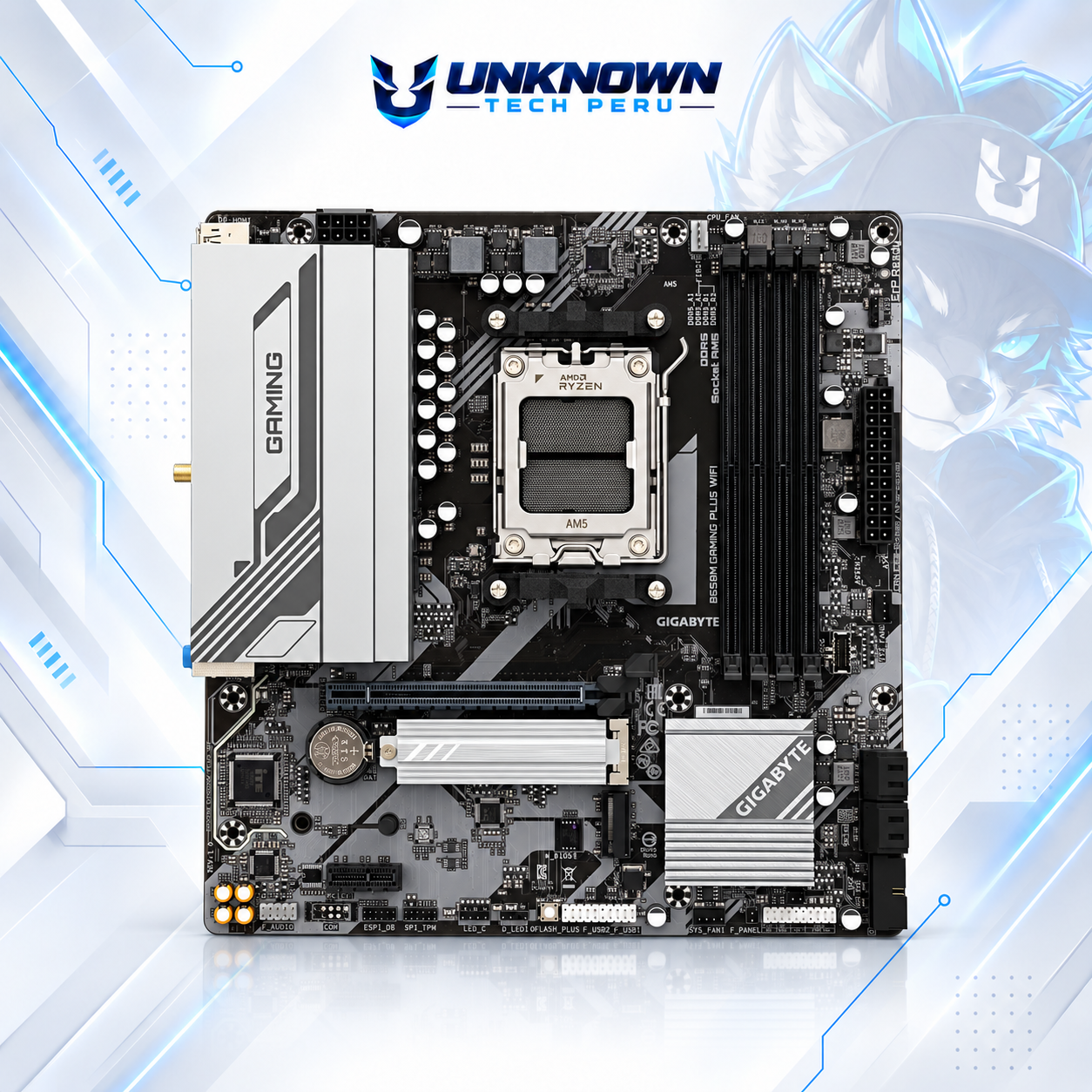 MOTHERBOARD AMD GIGABYTE B650M GAMING PLUS WIFI ( B650M GAMING PLUS WIFI ) | RYZEN 7 / 8 / 9 SERIES | WIFI | DDR5 | 4 SLOT RAM - 256GB MAX / 8000MHZ+ (OC) | 2 SLOT M.2 PCIe 4.0 | MICRO ATX | PCIe 4.0 x16 | SOCKET AM5 #5