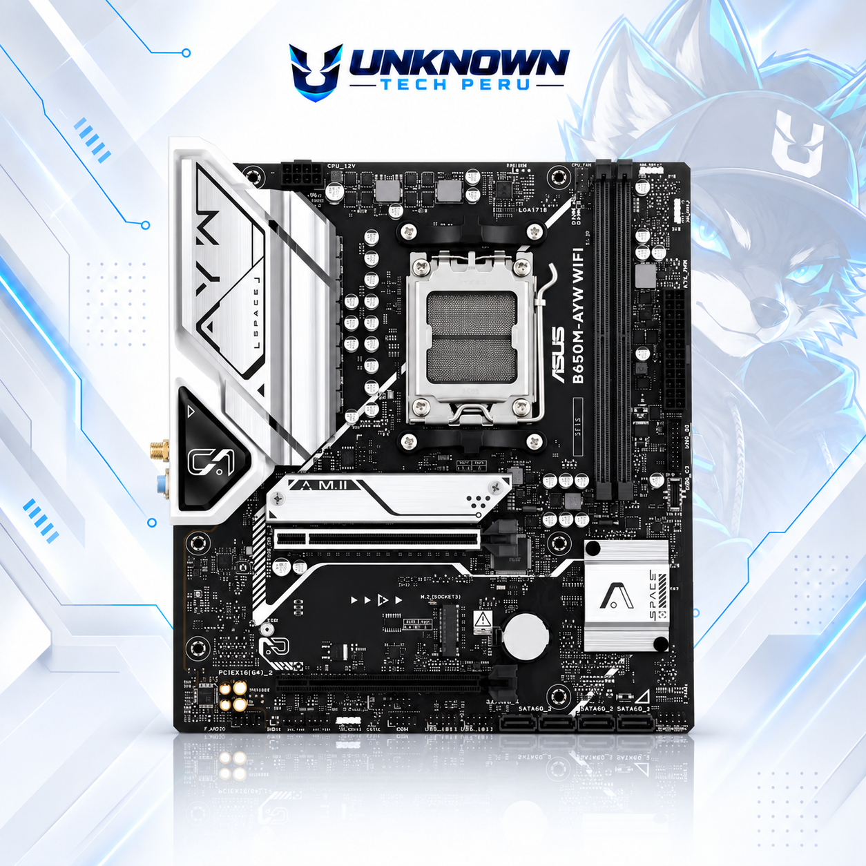 MOTHERBOARD AMD ASUS B650M-AYW WIFI ( B650M-AYW WIFI ) | RYZEN 7 / 8 / 9 SERIES | WIFI 6 | DDR5 | 2 SLOT RAM - 96GB MAX / 7600MHZ+ (OC) | 2 SLOT M.2 PCIe 5.0 | MICRO ATX | PCIe 4.0 x16 | SOCKET AM5 #3