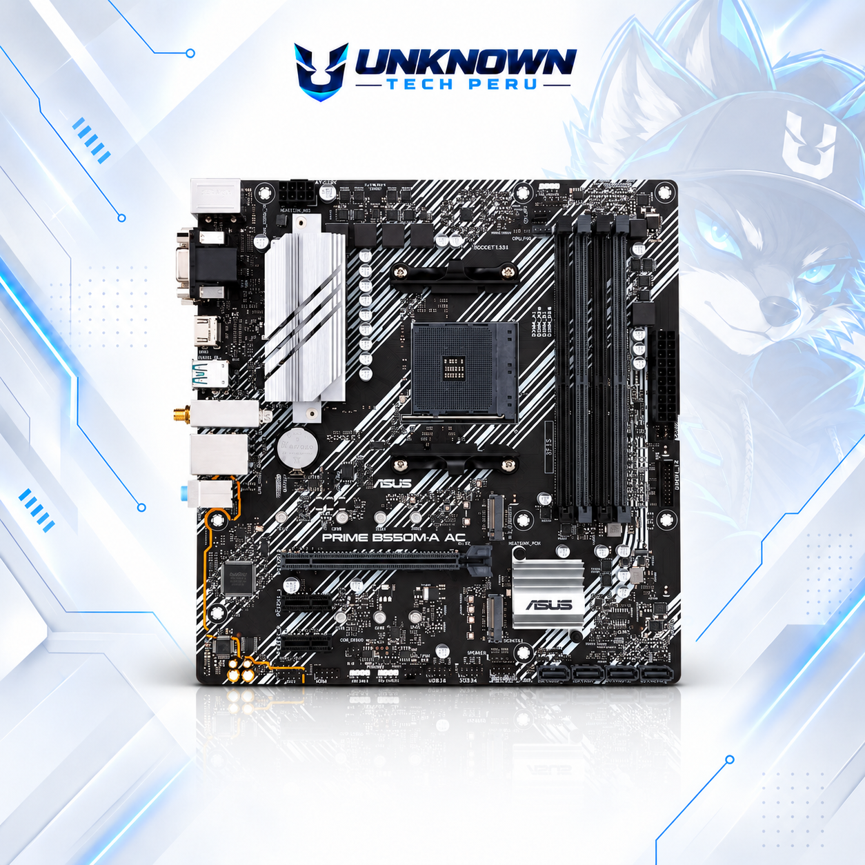 MOTHERBOARD AMD ASUS PRIME B550M-A AC ( PRIME B550M-A AC )  | RYZEN 3 / 4 / 5 SERIES | DDR4 | 4 SLOT RAM - 128GB MAX / 3200MHZ | 2 SLOT M.2 | WIFI | MICRO ATX | PCIe 4.0 | AM4 #3