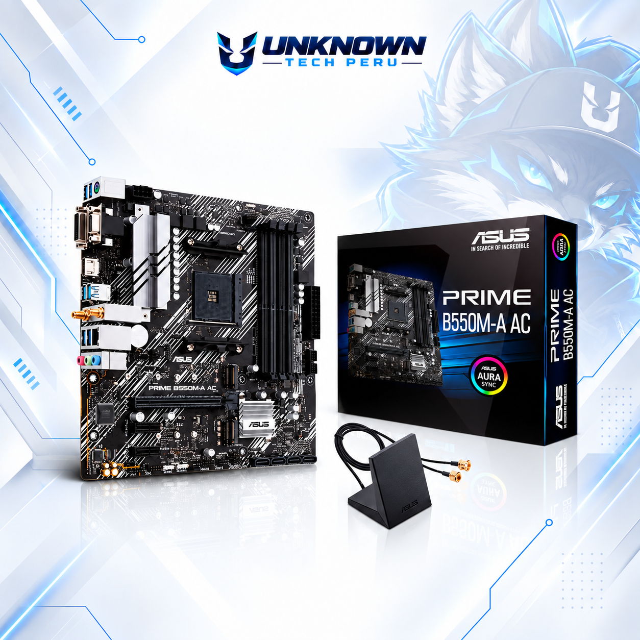 MOTHERBOARD AMD ASUS PRIME B550M-A AC ( PRIME B550M-A AC ) | RYZEN 3 / 4 / 5 SERIES | DDR4 | 4 SLOT RAM - 128GB MAX / 3200MHZ | 2 SLOT M.2 | WIFI | MICRO ATX | PCIe 4.0 | AM4